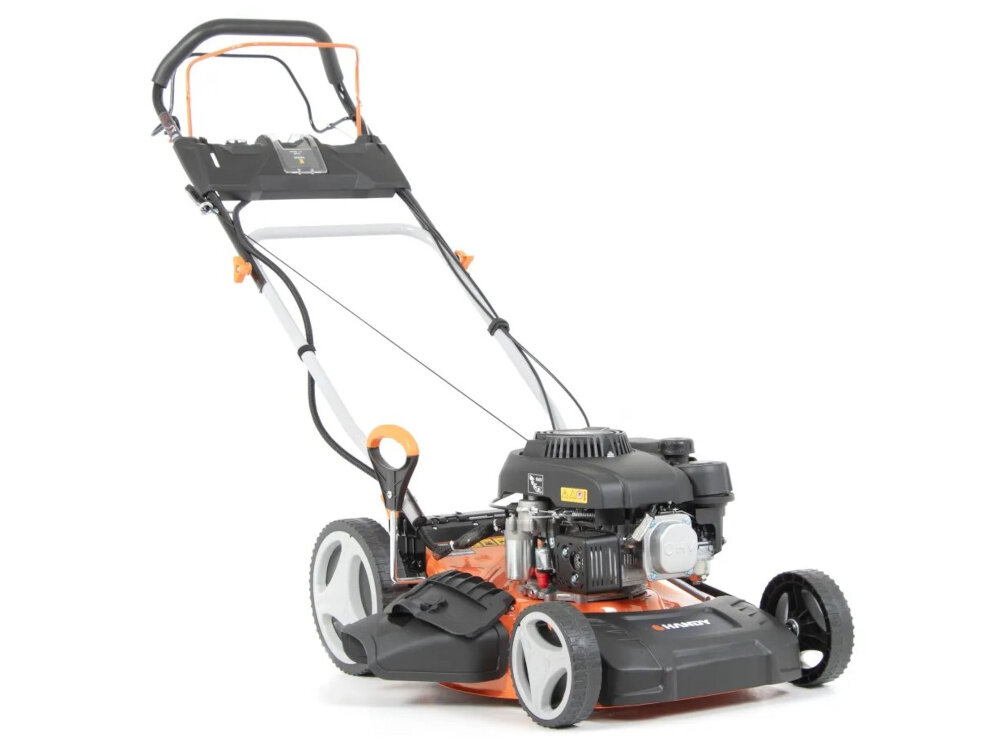 Kosiarka spalinowa HANDY DK46N150E z napędem 460 mm 2.7 kW kosiarka bez kosza na białym tle z wytrzymałej stali odporność na uderzenia i działanie warunków atmosferycznych waga 30,7 kg