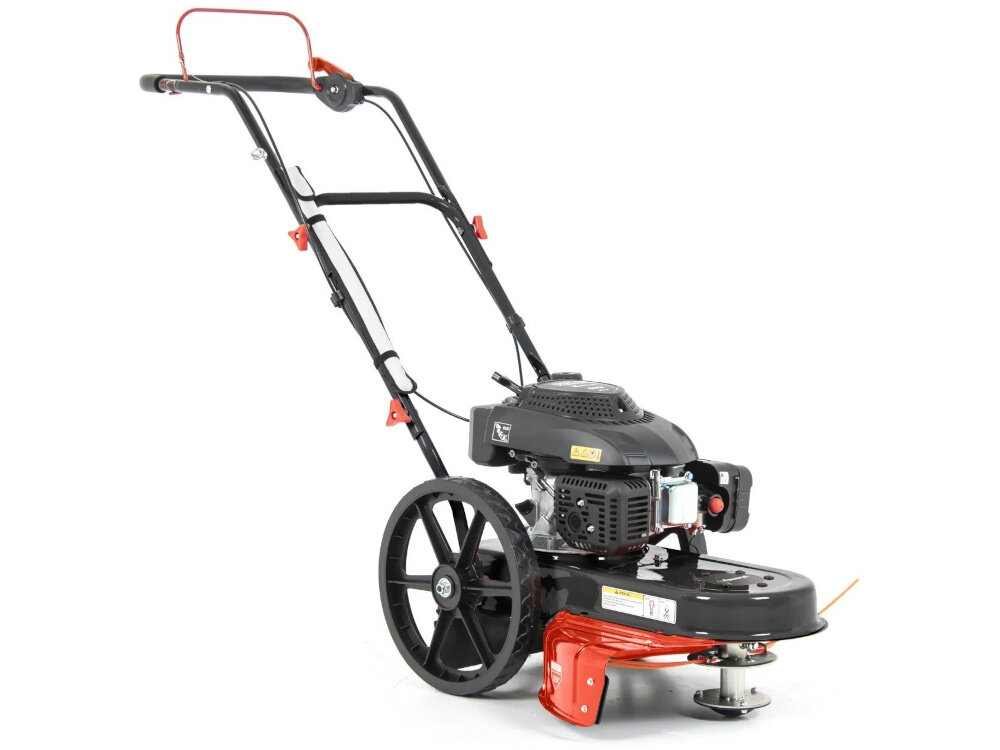 Kosiarka żyłkowa FAWORYT DK560 Ducar DVO160 560mm 3kW kosiarka na białym tle widoczna od przodu pod skosem siła koszenie wydajność mobilność