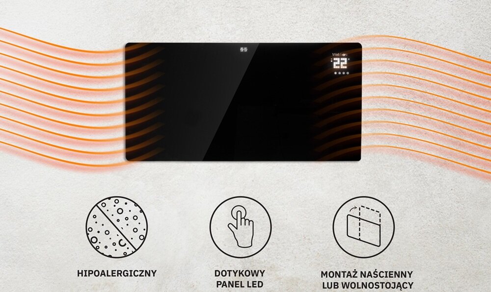 Grzejnik na podczerwień WEBBER IGH-720 pilot, automatyczne programy, wbudowany timer, samo kończy pracę