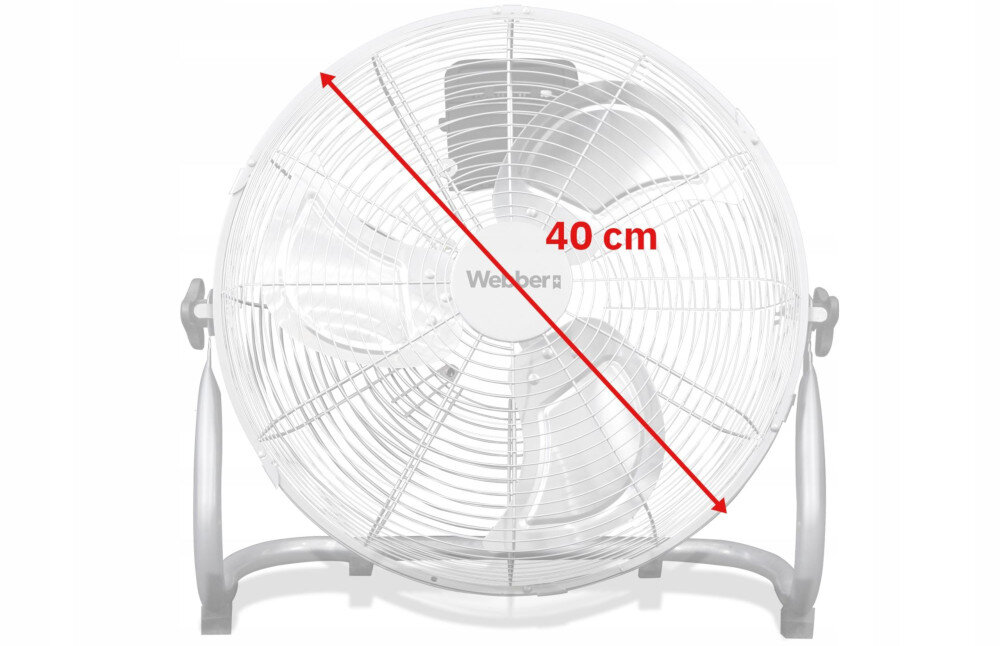 Wentylator WEBBER FF-400A Srebrny Skuteczna cyrkulacja średnica  w salonie, biurze, warsztacie czy garażu świeże powietrze