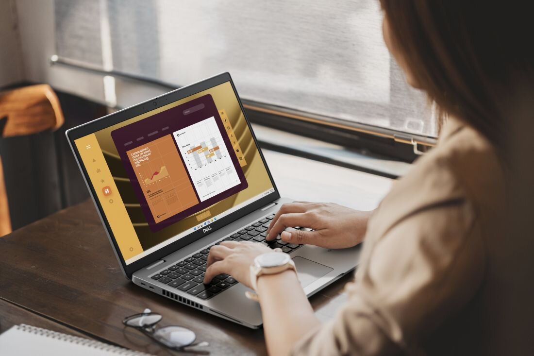 Użytkownik pracuje na laptopie DELL Latitude 5550, na którym otwarty jest wykres. >
</div>
</div>
</div>
<div class=