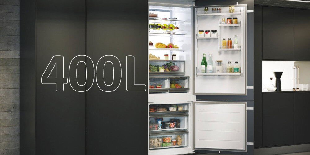 LODÓWKA HAIER HBW7719DT lifestyle duża pojemność wnętrza 400 litrów przestronne wnętrze