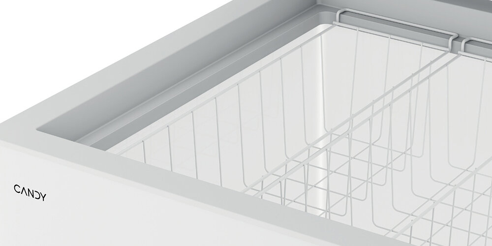 ZAMRAŻARKA CANDY CNCHQ2S420EW lifestyle animacja ikona dwa kosze wygodne przechowywanie Koszyki na drobne produkty