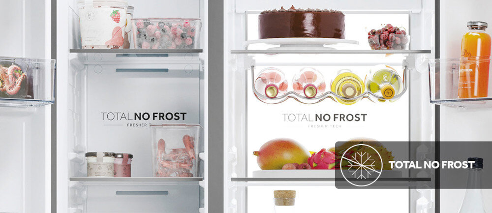 LODÓWKA HAIER HSW79F18CIMM Total No Frost zapobobieganie powstawania szronu ochrona osłona oszczędność energii