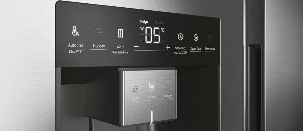 LODÓWKA HAIER HSW79F18CIMM zewnętrzny dyspenser woda lód stały dostęp do czystej wody kostkarka