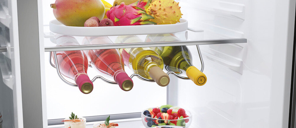 LODÓWKA HAIER HSW79F18CIMM półka na wino bezpieczne przechowywanie butelki szkło