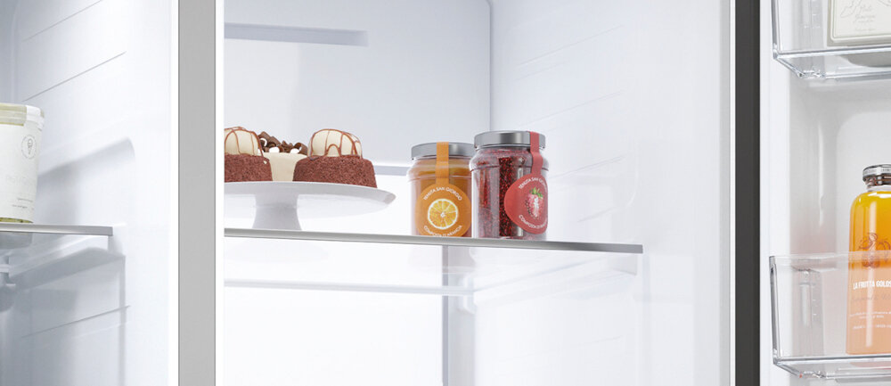 LODÓWKA HAIER HSW79F18CIMM półki szkło hartowane bezpieczne wygoda elegancja trwałe wytrzymałe