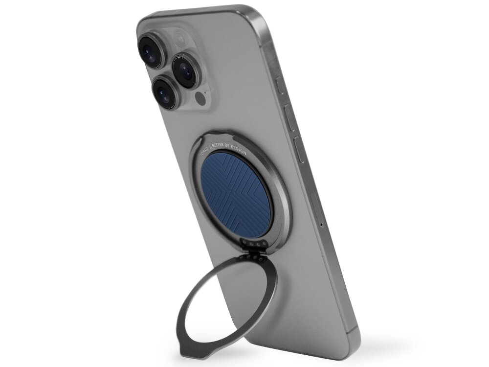 Uchwyt magnetyczny UNIQ GripFit 360 Magnetic Mount&Kickstand uchwyt w formie podstawki mechanizm obrotowy zmiana orientacji pionowa pozioma funkcja podstawki