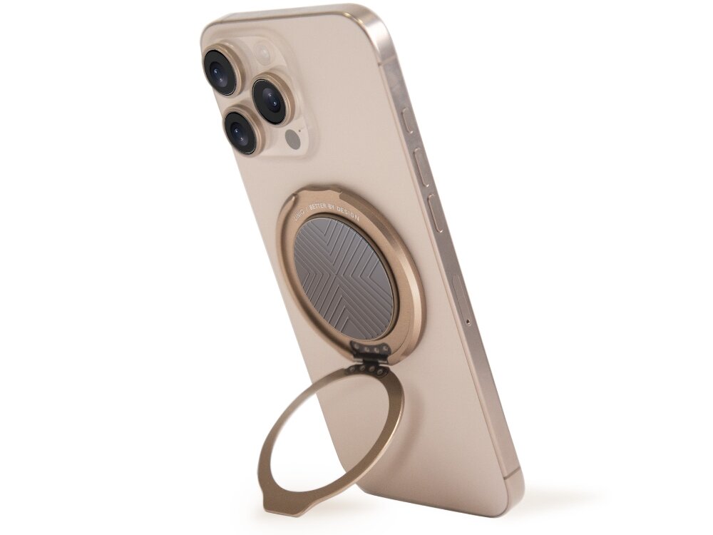 Uchwyt magnetyczny UNIQ GripFit 360 Magnetic Mount&Kickstand uchwyt w formie podstawki mechanizm obrotowy zmiana orientacji pionowa pozioma funkcja podstawki