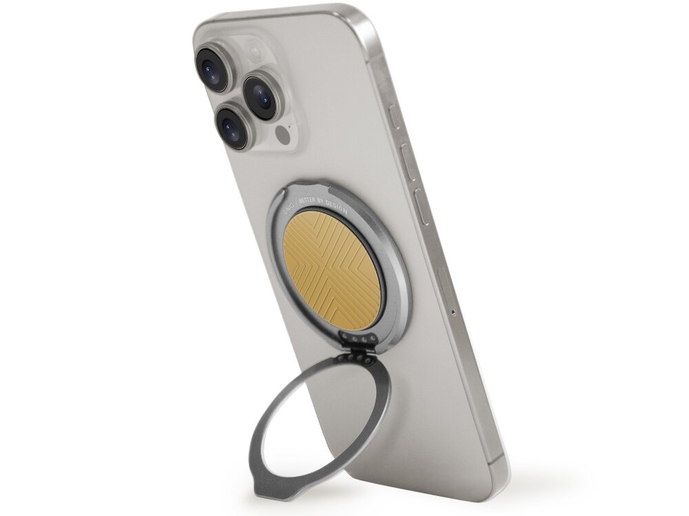 Uchwyt magnetyczny UNIQ GripFit 360 Magnetic Mount&Kickstand uchwyt w formie podstawki mechanizm obrotowy zmiana orientacji pionowa pozioma funkcja podstawki
