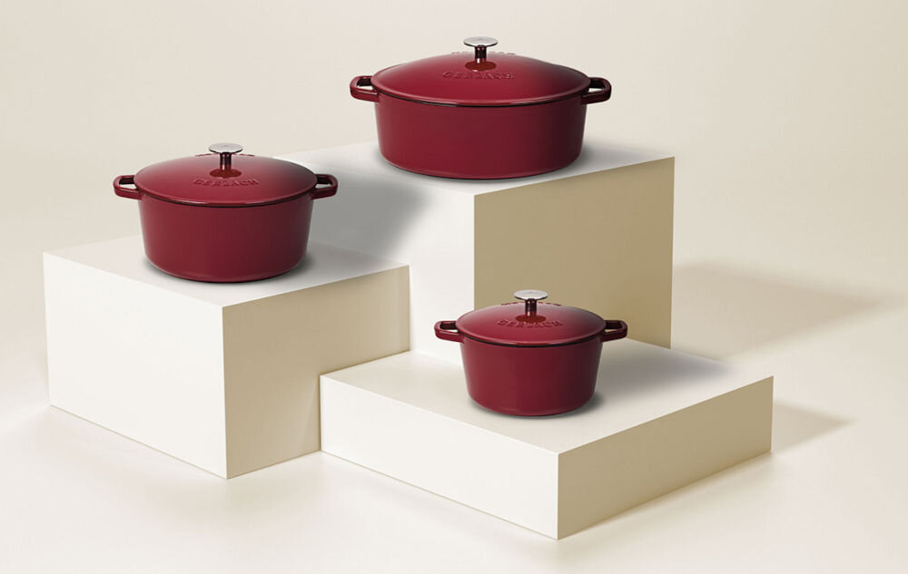 Garnek GERLACH Natur Iron 21 cm Czerwony garnki czerwone na podestach pokrywki