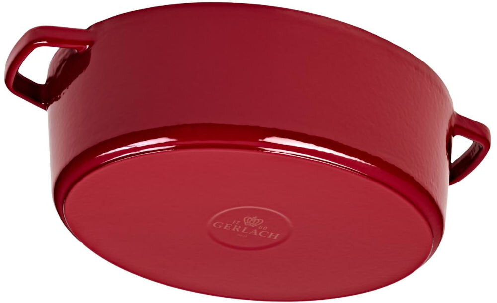 Brytfanna GERLACH Natur Iron 31 cm Czerwony średnica 31 cm pojemność 5,5 l do codziennego gotowania na wszystkich typach kuchenek indukcyjne ceramiczne gazowe uniwersalność specjalne dno indukcyjne możliwość mycia w zmywarce solidne wykonanie trwałość efektywność