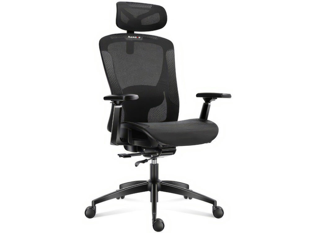 Fotel HUZARO Combat 7.3 Czarny prezentacja fotela na białym tle od przodu pod kątem