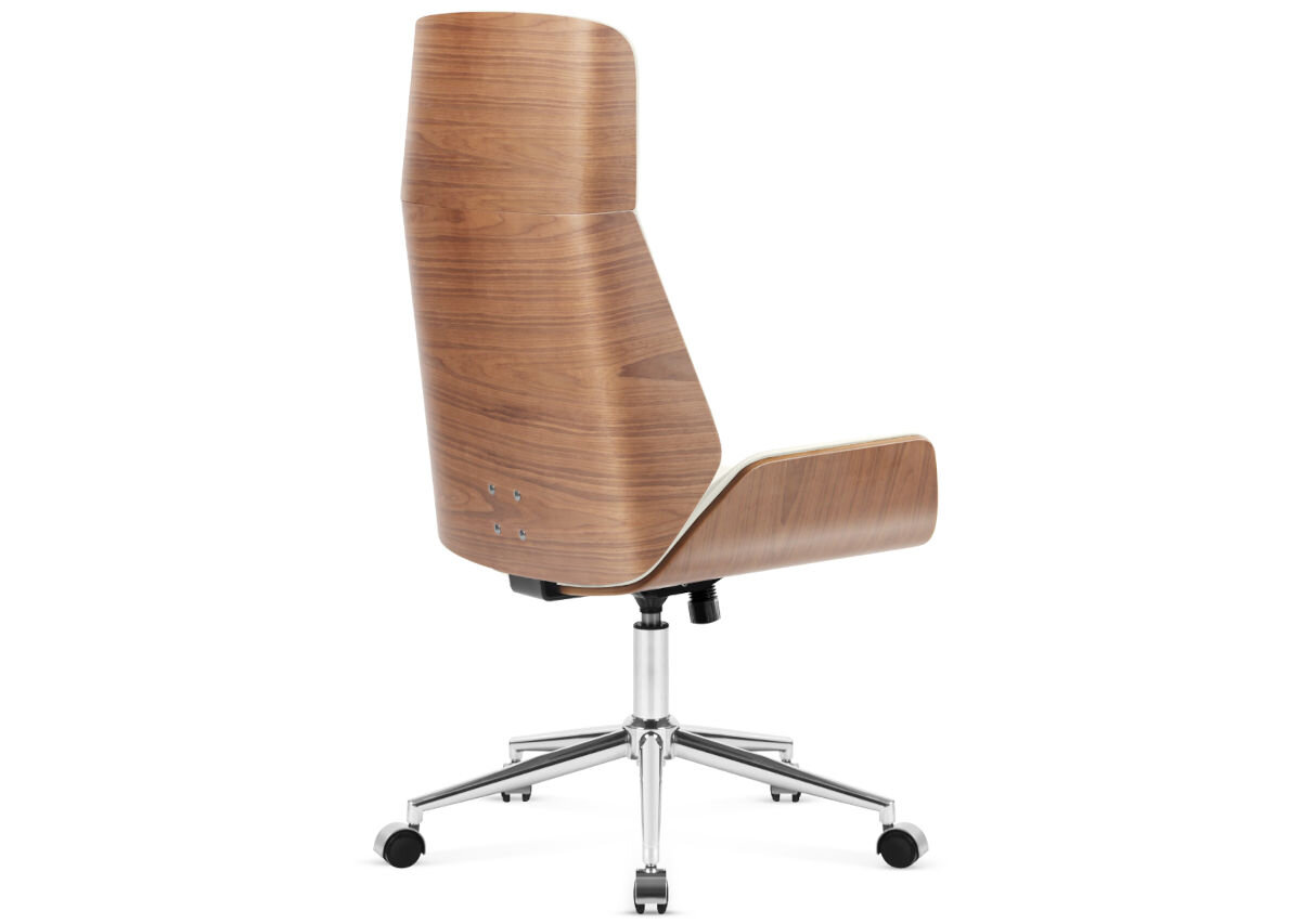 Fotel MARK ADLER Boss 8.0 Beżowy, Timber FX, stelaż, wykończenie, konstrukcja, na białym tle fotel od tyłu prawo skos