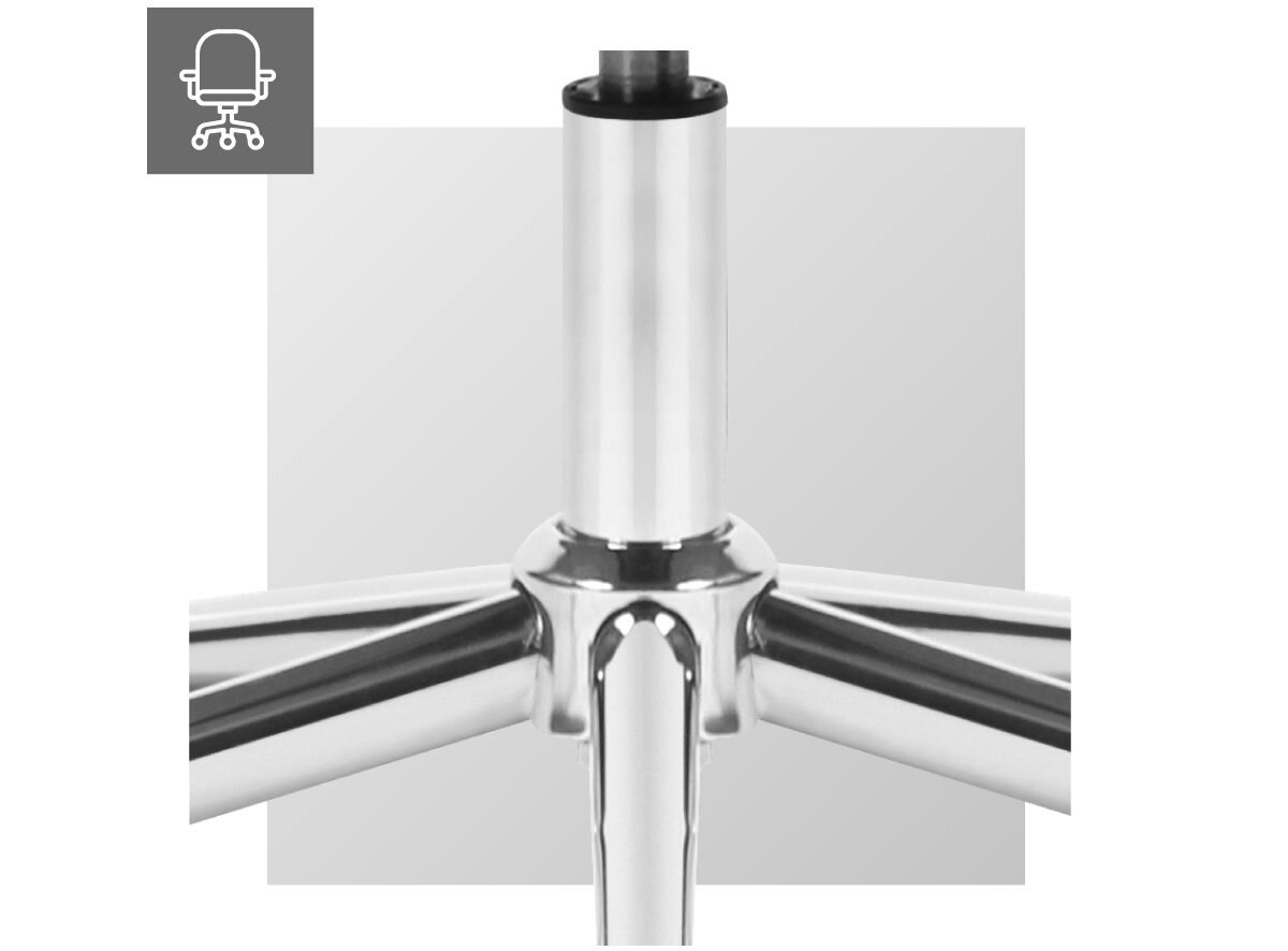 Fotel MARK ADLER Boss 8.0 Beżowy, płynny, solidny, regulacja, wysokość, na białym tle siłownik gazowy wraz z logotypem kółek