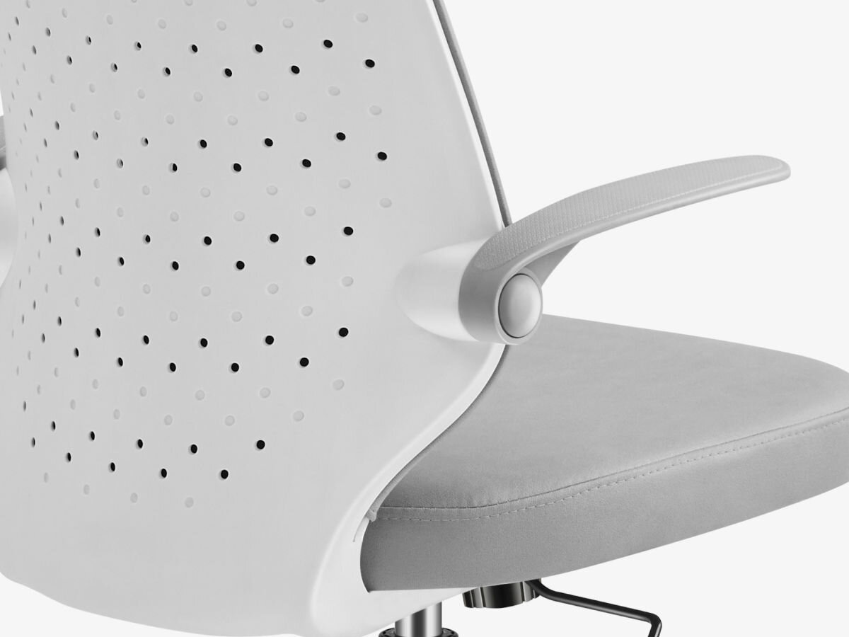 Fotel MARK ADLER Junior 4.0 Szary, wspieranie, ergonomia, kręgosłup, postawa, na białym tle zbliżenie na oparcie i siedzisko fotela