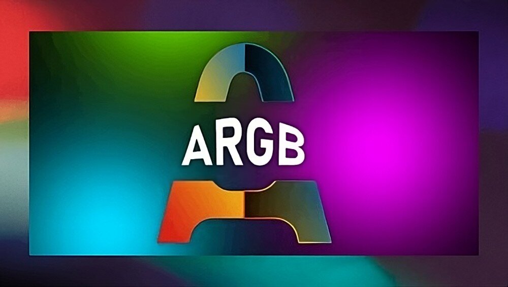 Karta graficzna GAINWARD GeForce RTX 5080 Phoenix 16GB DLSS 4 Ikona ARGB na tle kolorowego gradientu, symbolizująca możliwość personalizacji podświetlenia karty