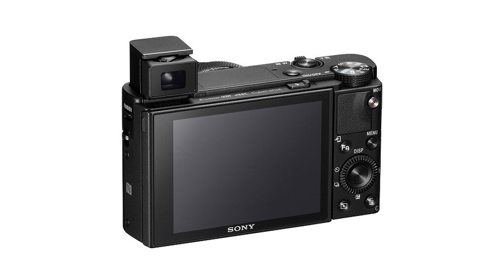Aparat SONY DSC-RX100 M7 od tyłu z wysuniętym wizjerem
