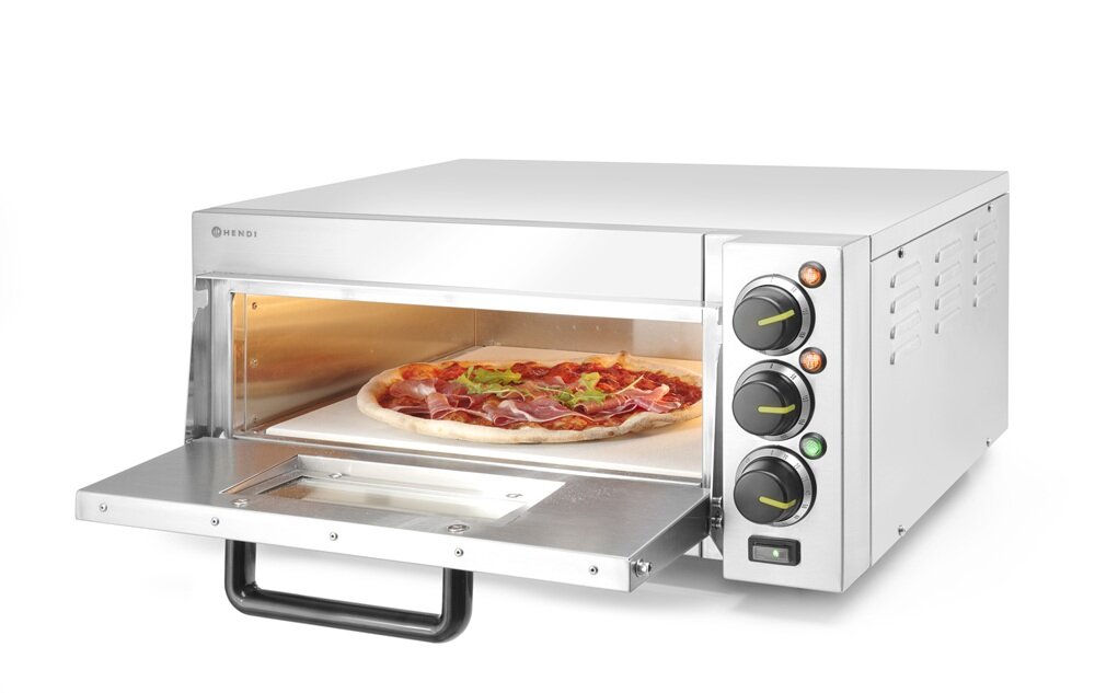 Piecyk do pizzy HENDI kamień szamotowy, odpowiednia chrupkość, ergonomiczne drzwiczki
