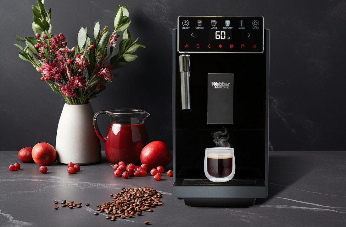 Ekspres WEBBER A7 Veneto 18 cm szerokości Domowe parzenie kawy wygląd design prezentacja wizualizacja