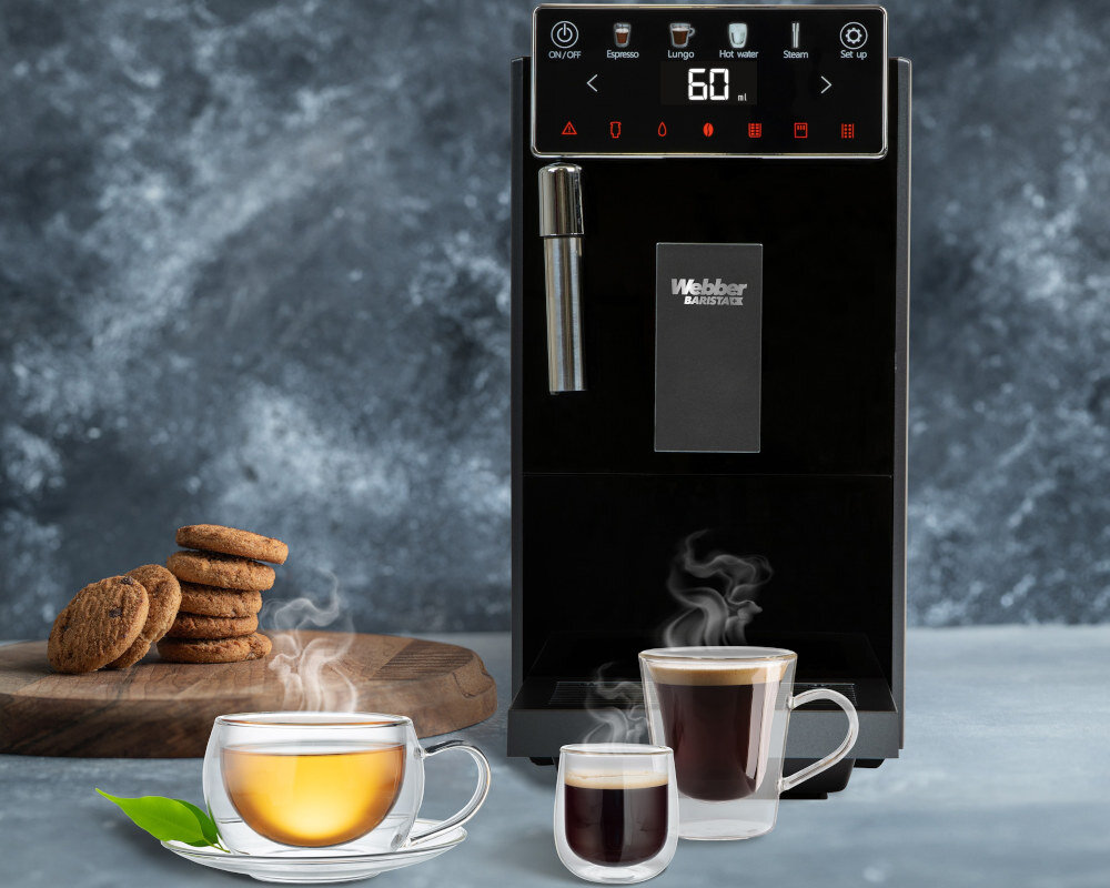 Ekspres WEBBER A7 Veneto 18 cm szerokości Wiele napojów, jeden sprzęt espresso, lungo, pianki mlecznej gorącej wody kawę, herbatę lub napój mleczny