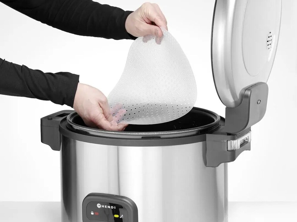 Ryżowar HENDI Profi Line 240403 kompletny zestaw, miarka, łyżka, wkładka przeciw przypaleniu, łatwiejsze użytkowanie