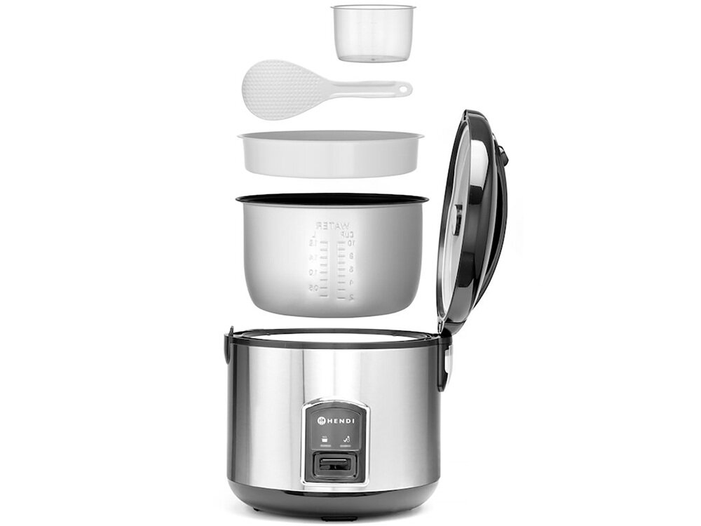 Ryżowar HENDI Profi Line 240410 pojemność 10 miarek ryżu, dla całej rodziny, bogaty zestaw, miarka ryzu, łyżka pojemnik do gotowania na parze, wygoda i funkcjonalność