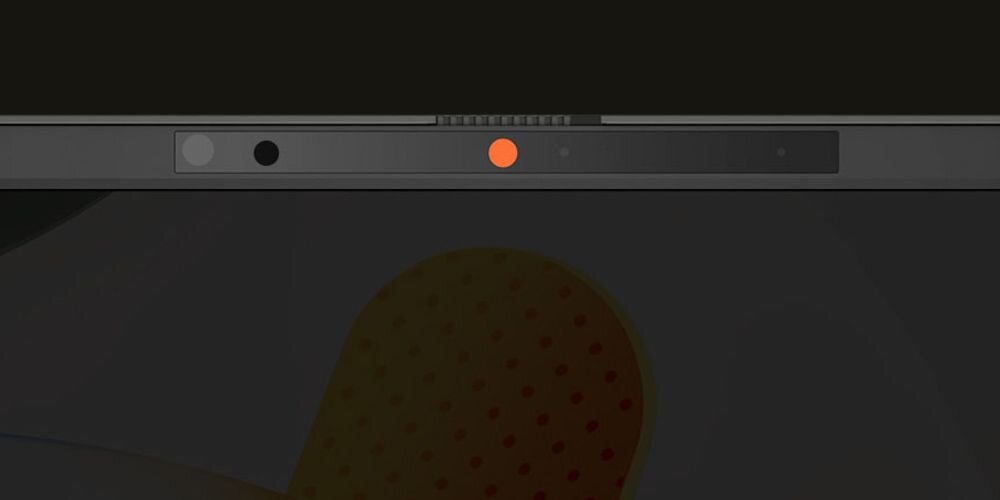 Zasłona prywatności kamery internetowej laptopa ASUS VivoBook S 14 w pozycji zamkniętej z małym suwakiem blokującym obiektyw kamery - zasłona kamery internetowej
