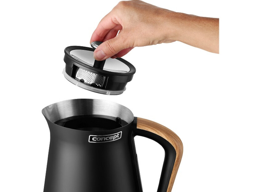 Czajnik CONCEPT RK3311 Nordic Czarny prosta pbsluga latwa konserwacja filtr wskaznik wody gladkie dno zapobiega osadzaniu sie brudu