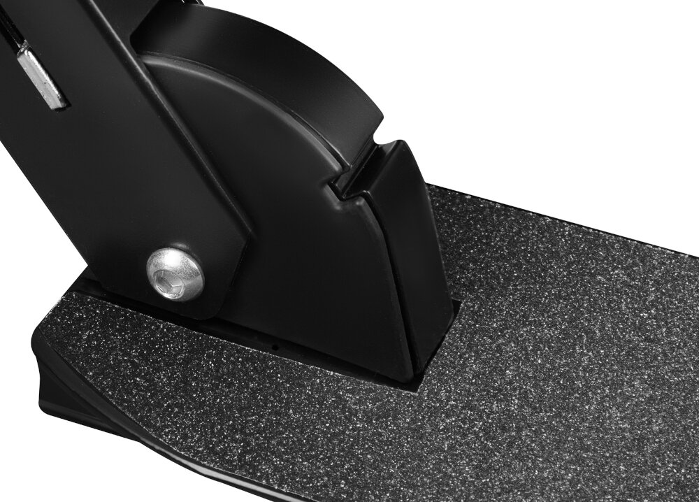 Hulajnoga SPOKEY Vacay Pro Czarno-różowy zbliżenie na konstrukcję z anodowanego aluminium wytrzymałość spełnia wymagania normy EN 14619 bezpieczeństwo jakość wykonania maksymalne obciążenie do 100 kg odporna na codzienne użytkowanie łączy stabilność z komfortem przenoszenia