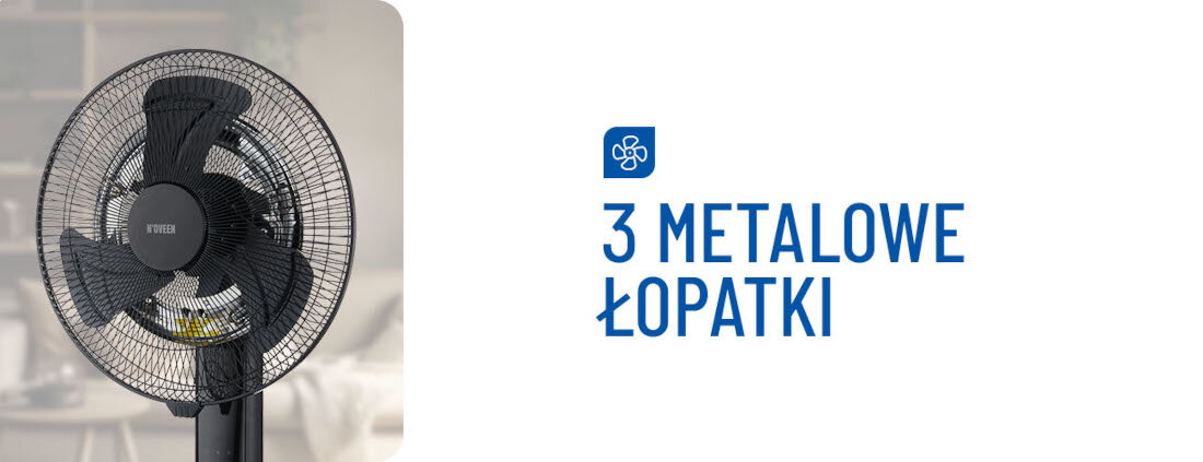 Wentylator NOVEEN F740 Tuya WiFi Smart 3 metalowe łopatki niezawodność działania solidna konstrukcja