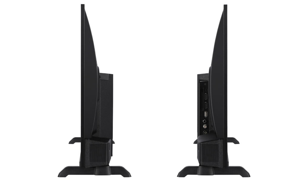 Telewizor HYUNDAI HLM24TS500 - Smart TV i wygoda sieci, telewizor na białym tle z boku