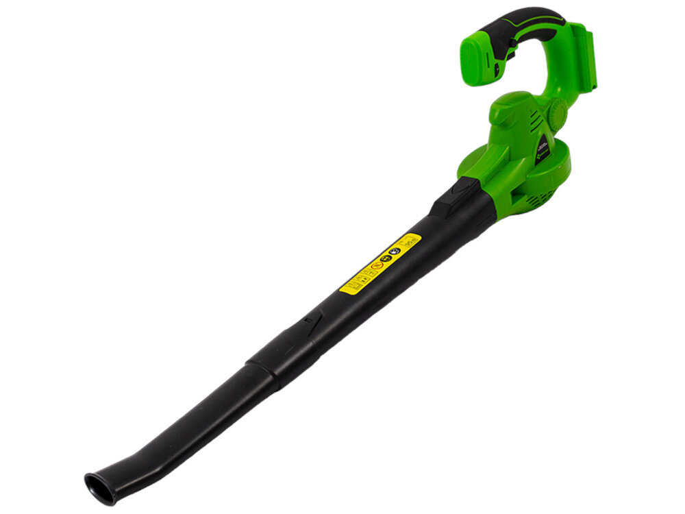 Dmuchawa do liści akumulatorowa GREENSO UAO010-Z2 dmuchawa na białym tle widoczna od przodu pod skosem 