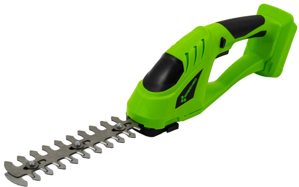 Nożyce do krzewów i trawy GREENSO UAO011-Z4 akumulatorowe nożyce z ostrzem do żywopłotu na białym tle prędkość cięcia bez obciążenia wynosząca 1150 obr./min płynne i równomierne cięcie szybko i skutecznie wykonać prace ogrodowe pełna kontrola nad cięciem bezpieczeństwo pracy minimalizuje ryzyko uszkodzeń roślin estetyczny i zadbany wygląd ogrodu