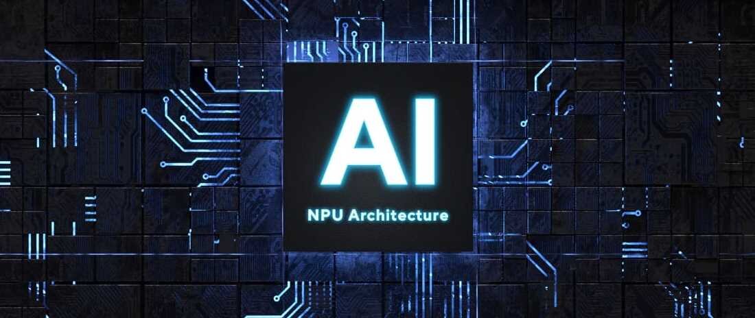 Kobieta w okularach pracująca na laptopie ASUS ExpertBook B5 w centrum danych, otoczona futurystycznymi hologramami AI, symbolizująca zaawansowane możliwości analizy danych i sztucznej inteligencji . - Intel NPU