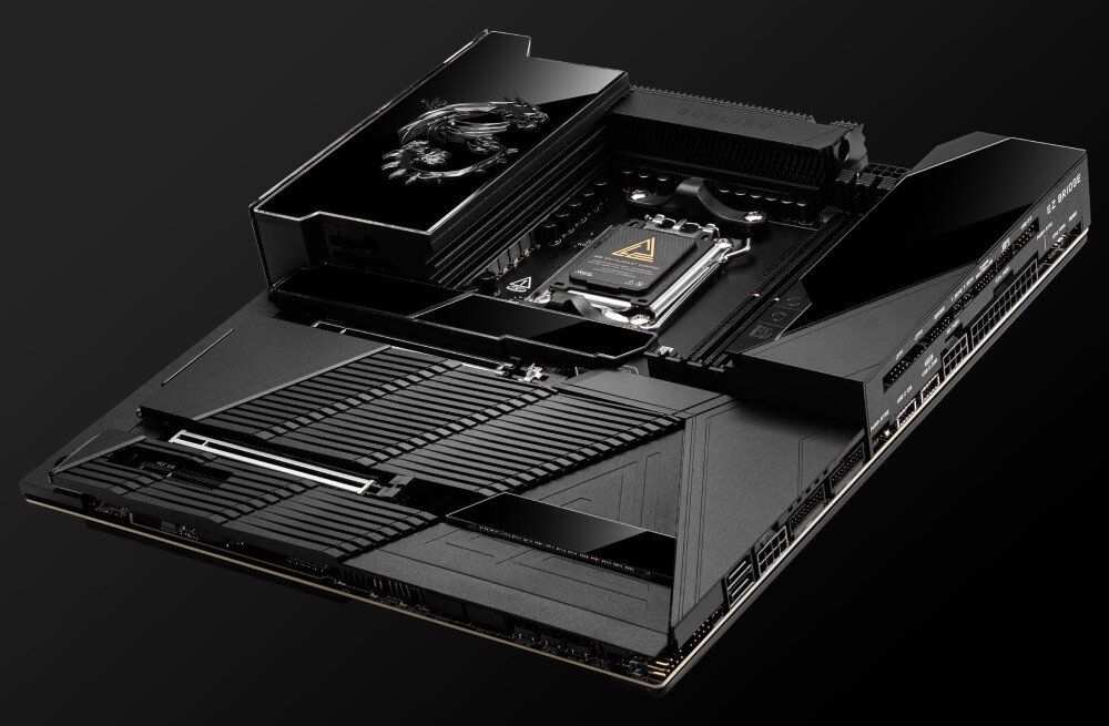 Płyta główna MSI MEG X870E Godlike Komponenty chłodzenia z dużą listwą radiatora i anodowanym wykończeniem