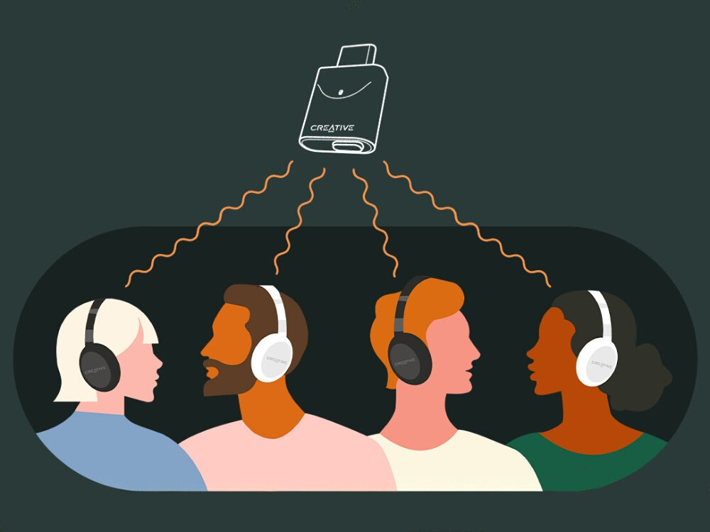 Adapter CREATIVE BT-W6
                grafika przedstawiająca adaptr łączący się z paroma urządzeniami snapdragon sound bluetooth le audio classic bluetooth 5.4 24 bit / 96 khz unicast broadcast