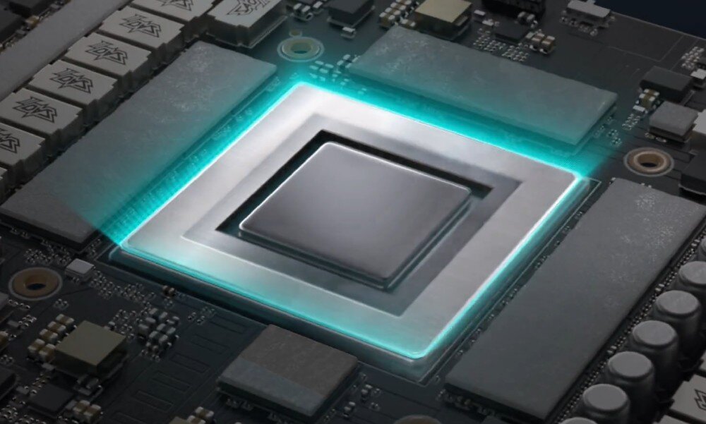 Karta graficzna ASUS GeForce RTX 5080 Prime 16GB Ilustracja przedstawiająca komorę parową z podświetlonymi krawędziami, symbolizującymi efektywne rozprowadzanie ciepła