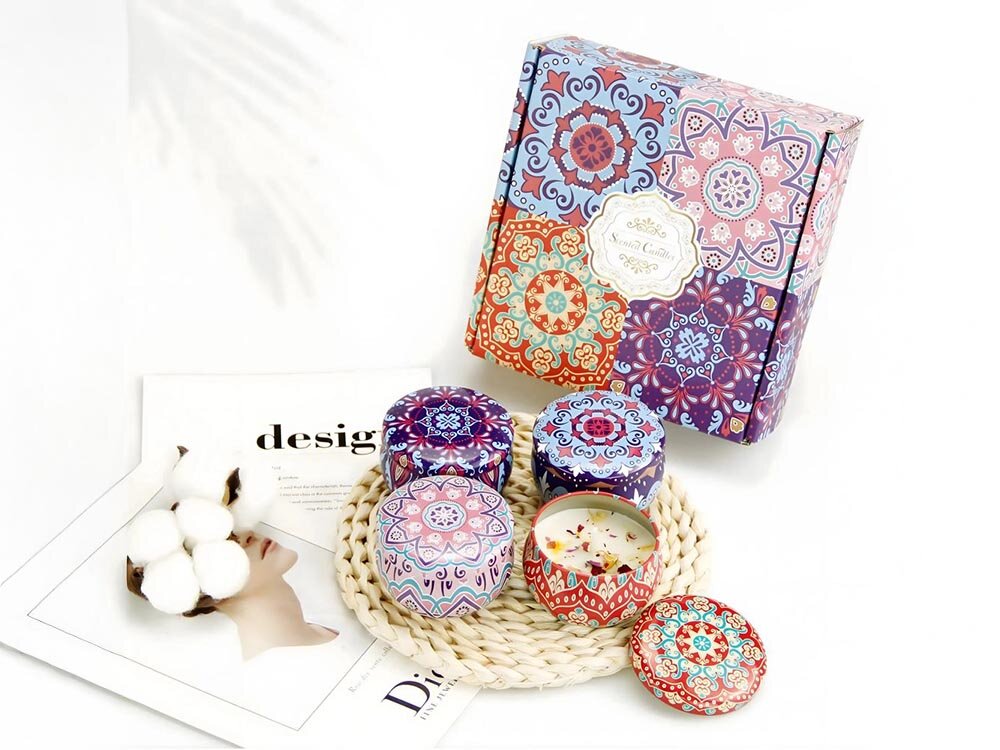 Zestaw świec zapachowych EXTRALINK świece z opakowaniem wizualizacja bawełna prasa dekoracyjna podstawka Naturalny i ekologiczny wosk biodegradowalny przyjazny dla środowiska