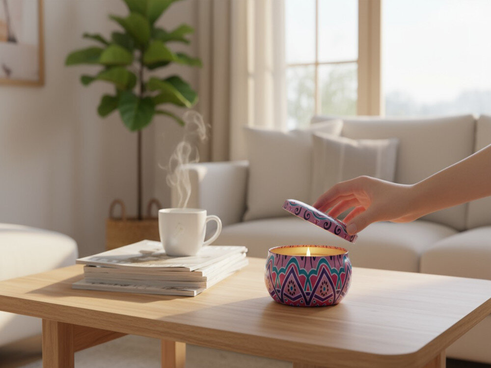 Zestaw świec zapachowych EXTRALINK świeca otwarta na blacie w salonie stół płomień Równomierne długie palenie do 25 godzin