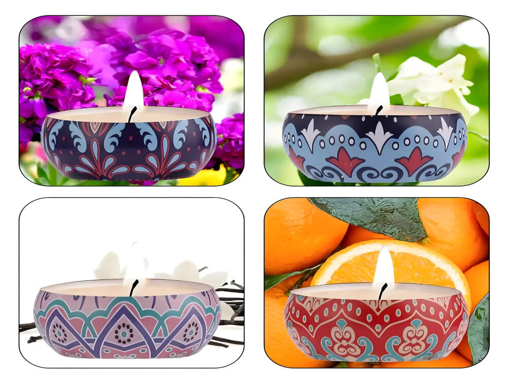 Zestaw świec zapachowych EXTRALINK wizualizacja zapachy owoce rośliny aromaty cytryna lawenda Jaśmin wanilia 