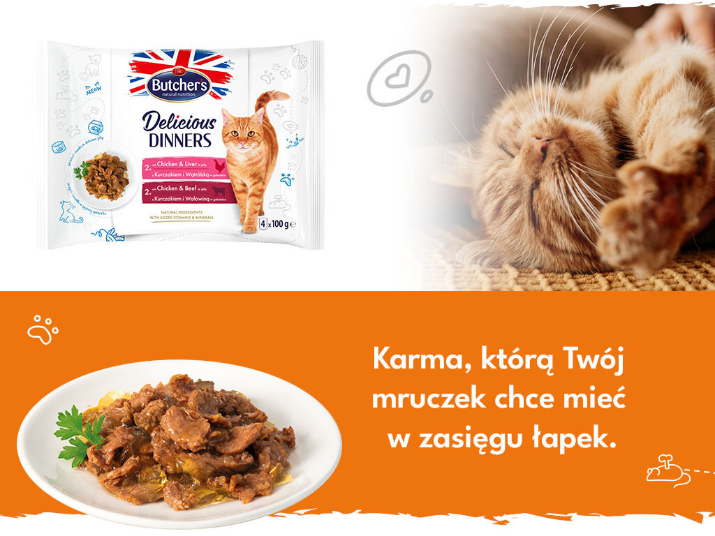 butchers delicious dinners kot grafika druga 4x100g