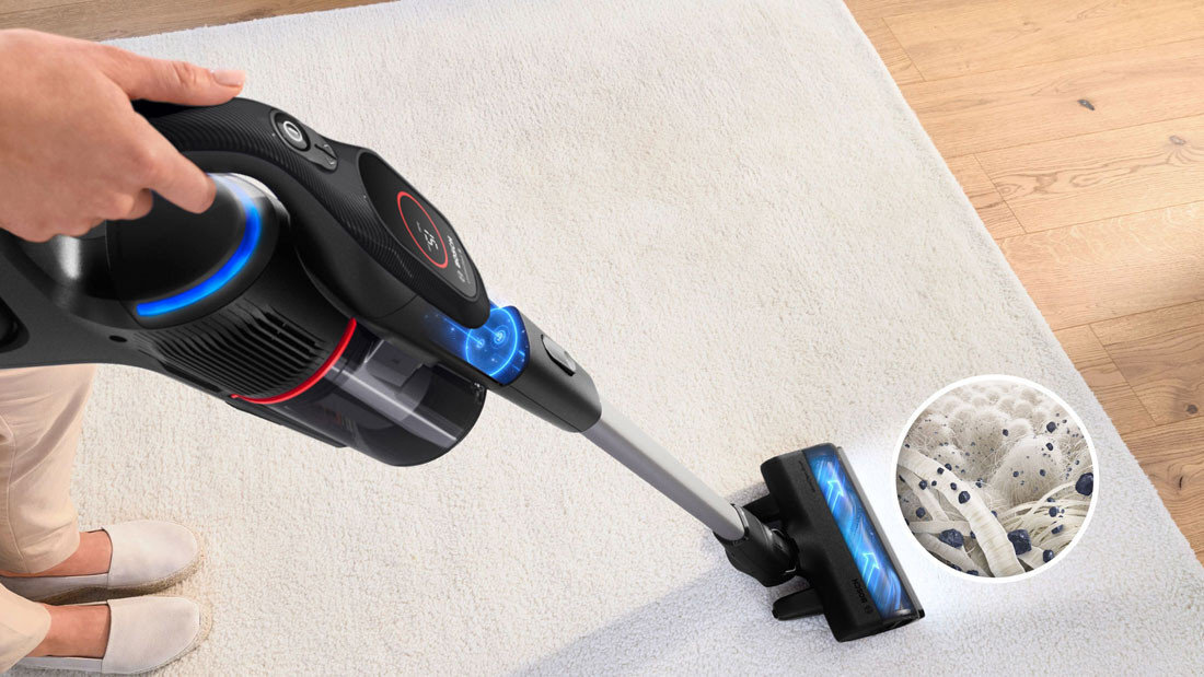 Odkurzacz BOSCH Unlimited 9 BSS931BHF Technologia MicroClean™ Elektroszczotka MicroClean™ Brush z wbudowanym podświetleniem LED drobny, niewidoczny kurz Sensor MicroClean™ pierścień MicroClean™