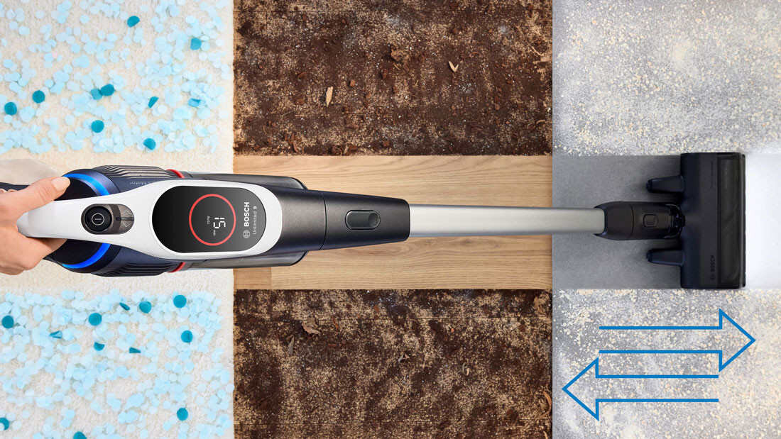 Odkurzacz BOSCH Unlimited 9 BBS931WBA Wysoka skuteczność Elektroszczotka MicroClean™ Brush gruboziarnisty brud drobny kurz MicroClean™ norma powierzchnia