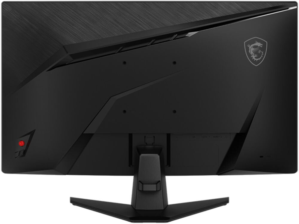 Monitor MSI Mag 274CQF 27 cali 2560x1440px 180Hz 0.5 ms [GTG] Curved prezentacja monitora od tyłu na białym tle VESA 100 mm łatwe stabilne przymocowanie oszczędność miejsca uchwyt biurkowy VESA zwiększa powierzchnię roboczą dopasowanie ustawienia ekranu organizacja pracy