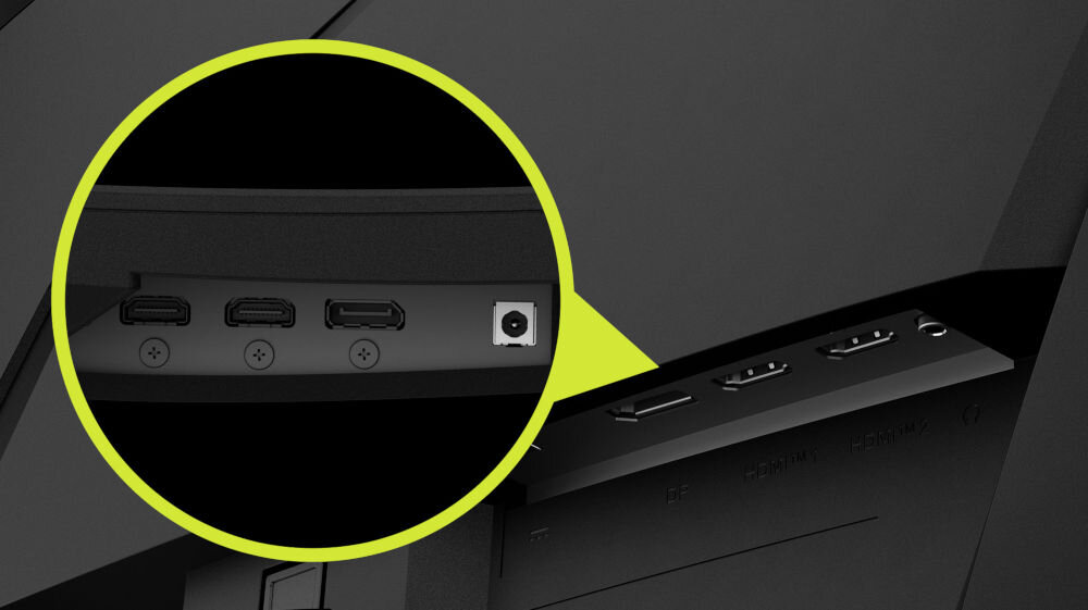 Monitor MSI Mag 274CQF 27 cali 2560x1440px 180Hz 0.5 ms [GTG] Curved zbliżenie na złącza różne urządzenia wygoda elastyczność