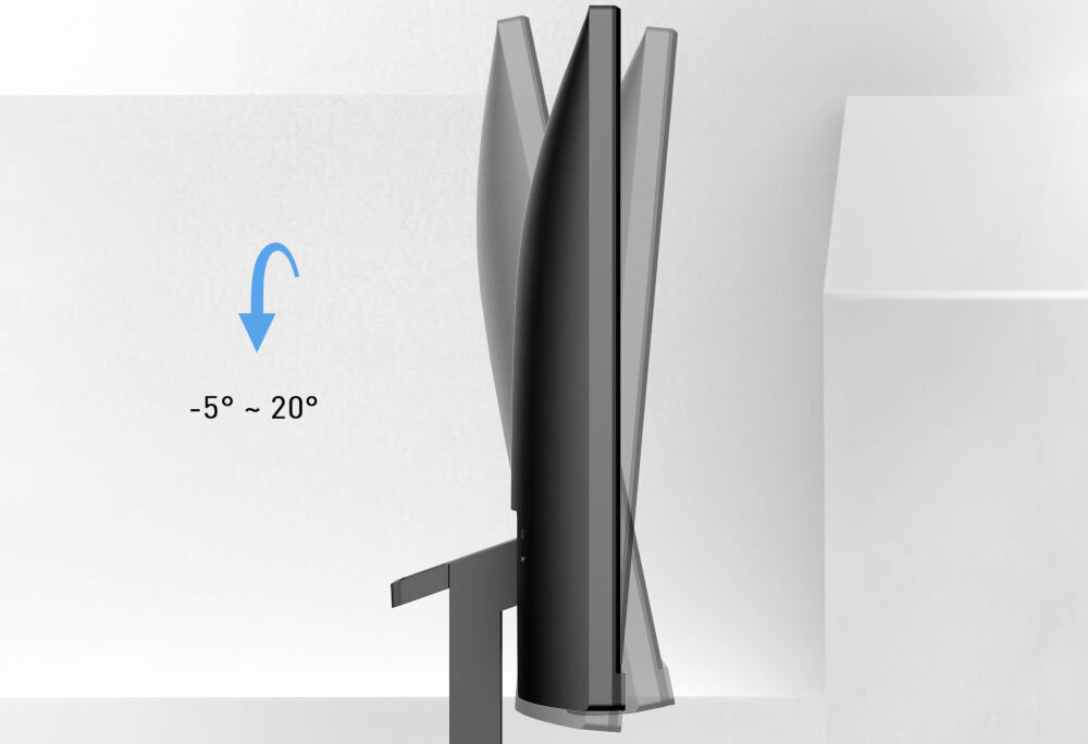 Monitor MSI Pro MP223 E2 21.45 cala 1920x1080px 100Hz 1 ms [MPRT] prezentacja możliwej regulacji pochylenia monitora regulacja od -5° do 20° wygoda redukcja zmęczenia