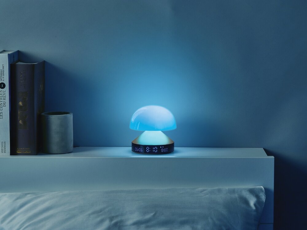 Budzik z lampką LEXON Mina Sunrise LR153MLP Jasnoróżowy
            budzik na półce lampka nocna symulator świtu zmierzchu rozjaśnianie rgb budzenie naturalne dźwięki