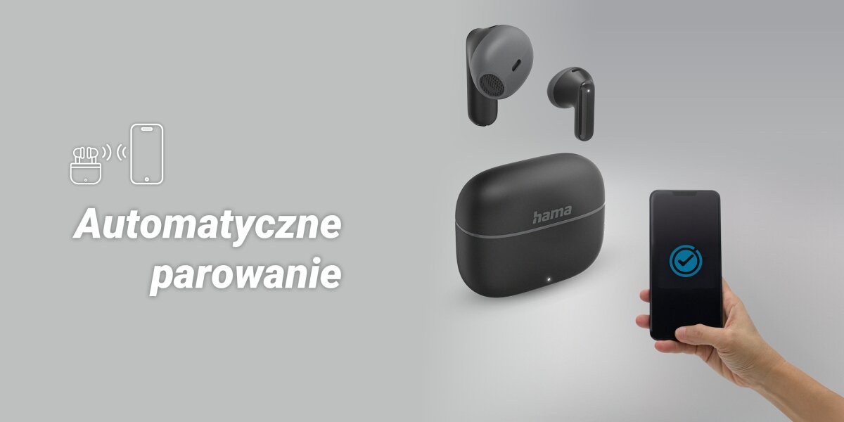 Słuchawki douszne HAMA Freedom Light II łączenie ze smartfonem Łączy się automatycznie