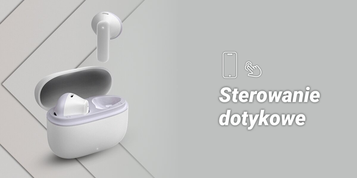 Słuchawki douszne HAMA Freedom Light II  Dotknij i steruj na szarym tle 